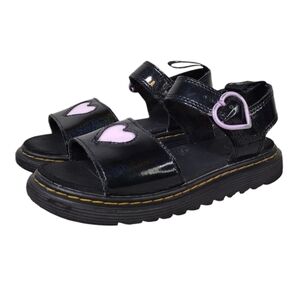 Dr. Martens Black Sandals with Pink Heart